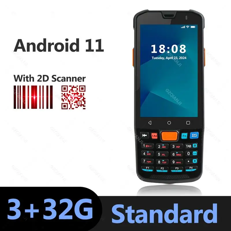 Top Android 11 PDA Handheld Terminal Data Collector with 1D Barcode 2D QR Scanner NFC 2/3/4G WiFi Bluetooth 3G+32G/4G+64G