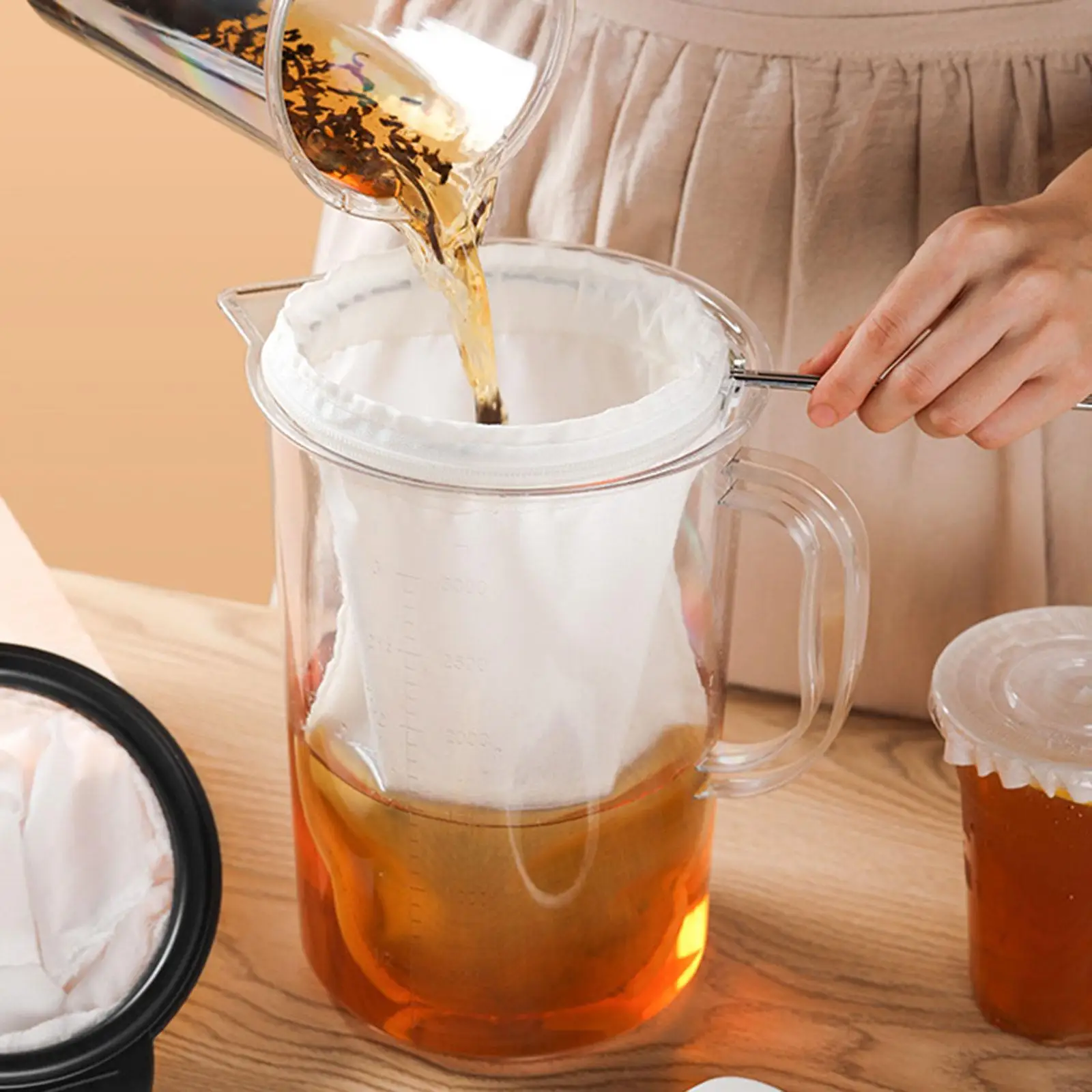 Thai Tea Fine Mesh Strainer Bag Multifunctional Washable Removable Coffee Strainer for Oil Milk Juice Soy Milk Home