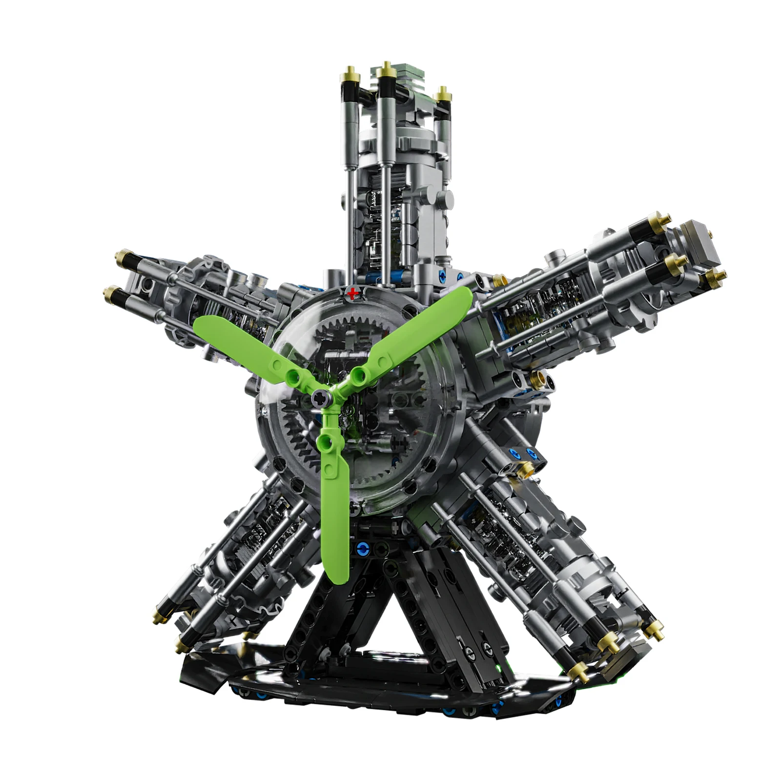 YC489 863 elementów Klocki konstrukcyjne Model silnika mechanicznego cylindra S Radialnego Zestaw do samodzielnego montażu silników lotniczych Zabawka STEM Klocki oświetleniowe