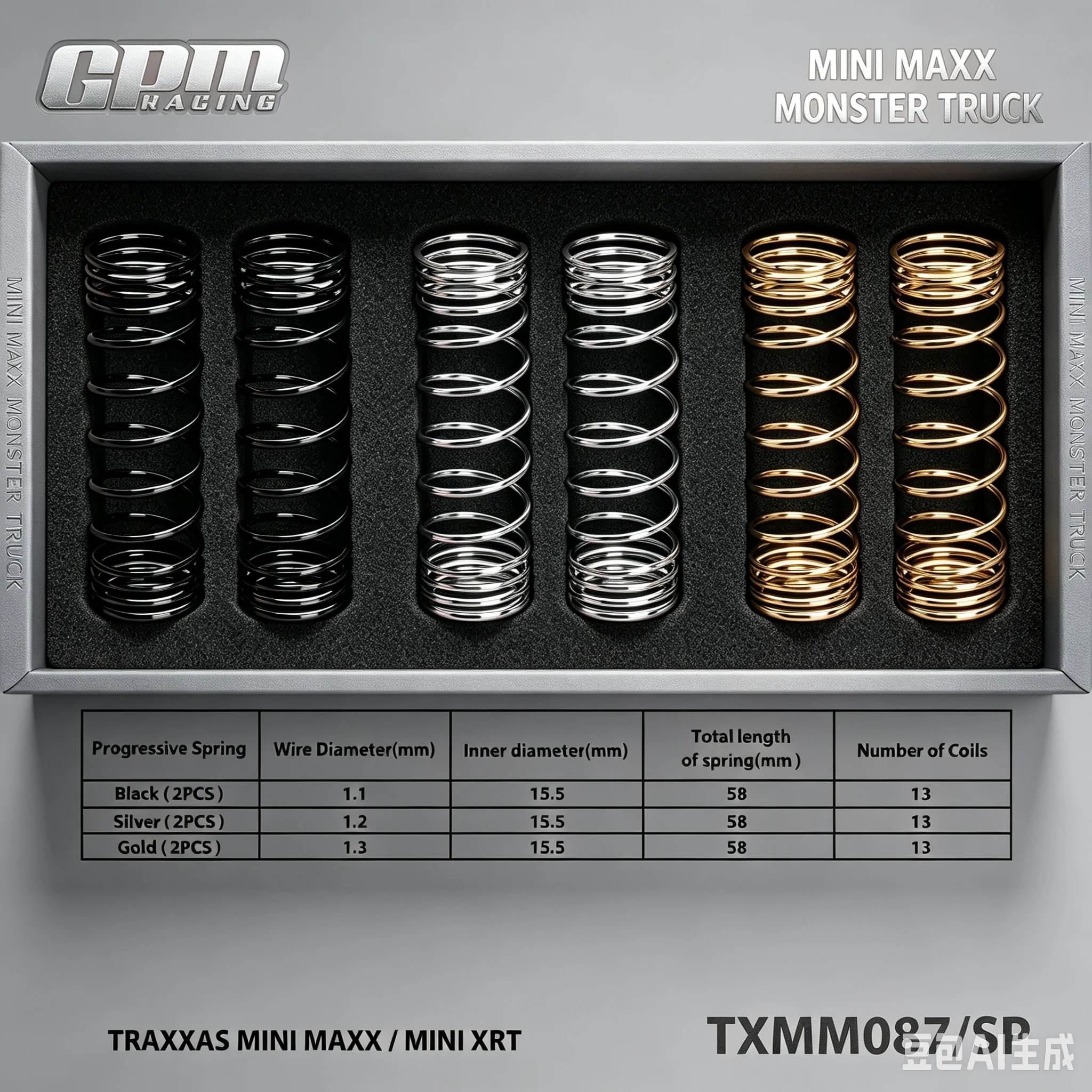 GPM Progressive Spring Set For 107154-1TRAXXAS Mini Maxx / Mini XRT  10763 10764