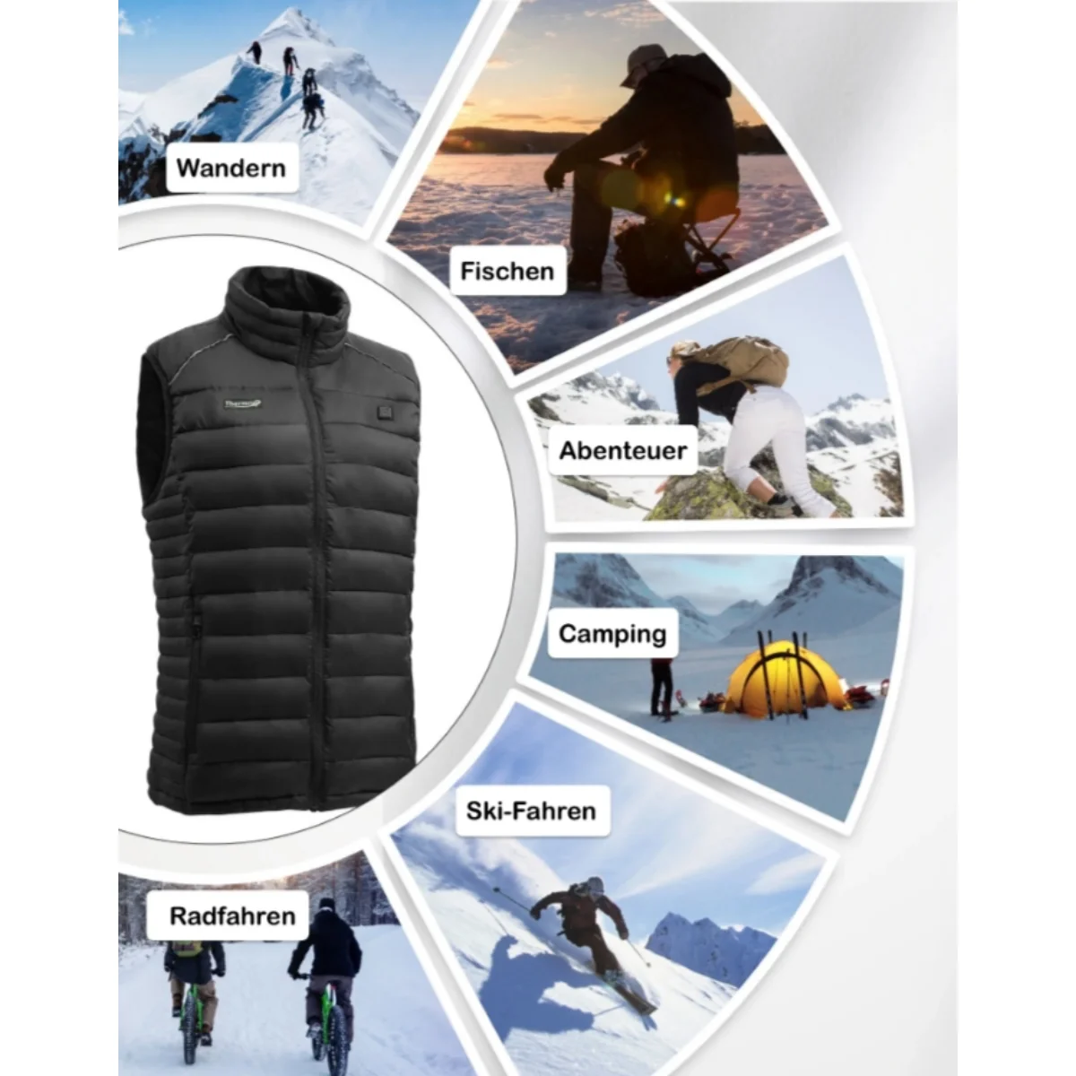 Unisex, padded vest, heated coat, electric heated jacket, lightweight heat coat, camping outdoor work fishing skiing