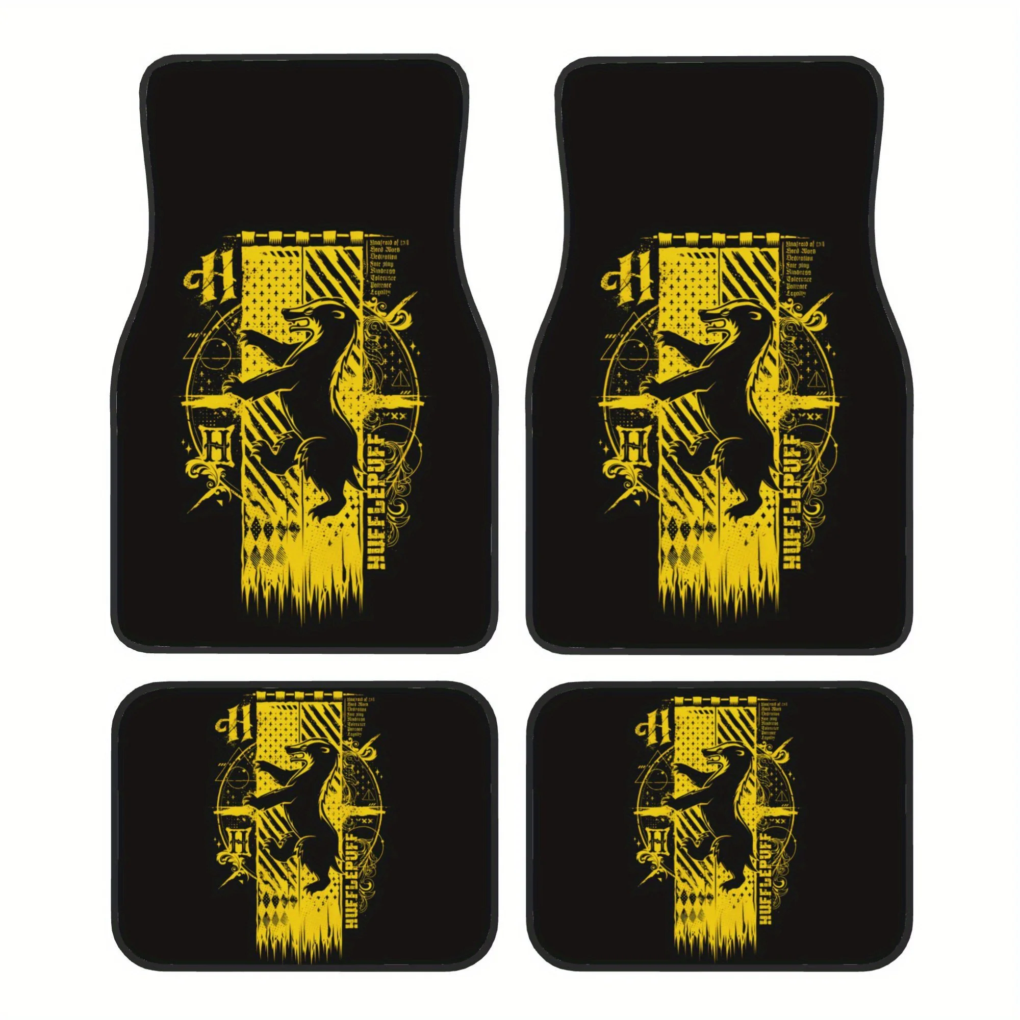 Warner Bros. Hufflepuff Car Floor Mat, 4pcs Simple Lightweight Deluxe Automotive Liners Suitable For Interior Protection In Se