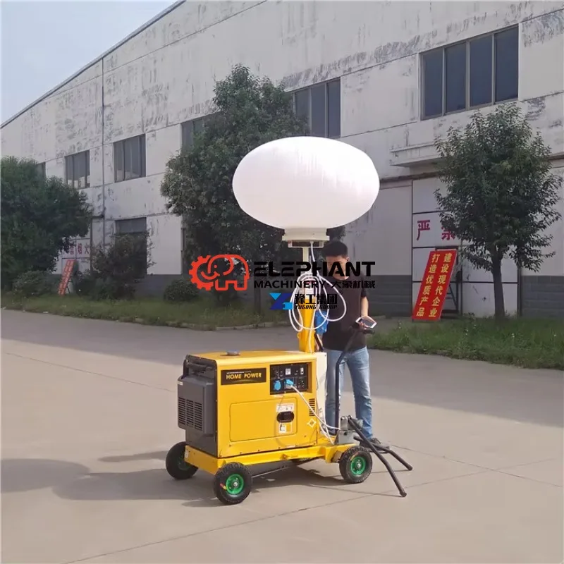 Telescopic Mobile Light Tower Diesel Generator 7m 9m Mast Factory Outdoor Machinery for Road and Emergency Lighting Works