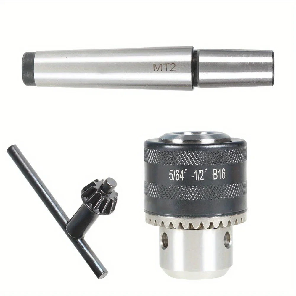 Portabrocas B16 5/64-1/2 con eje cónico MT2, Mini herramienta de portabrocas de cola de torno de Metal apta para fresadora de torno