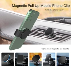Metal Phone Clamp for Magnet Car Mounts Cellphone Clip for Magnetic Car Holder Compatible with iPhone Samsung Xiaomi Smartphones