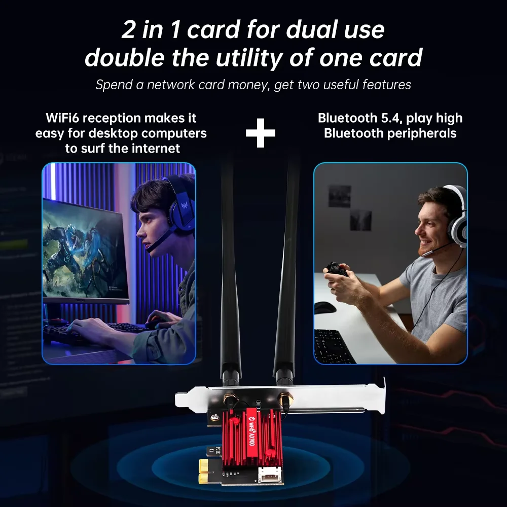 Fenvi AX900 WiFi 6 PCIe Wireless Adapter Dual Band 2.4G/5G Bluetooth 5.4 900Mbps Network Card for Desktop PC Gaming Win10/11