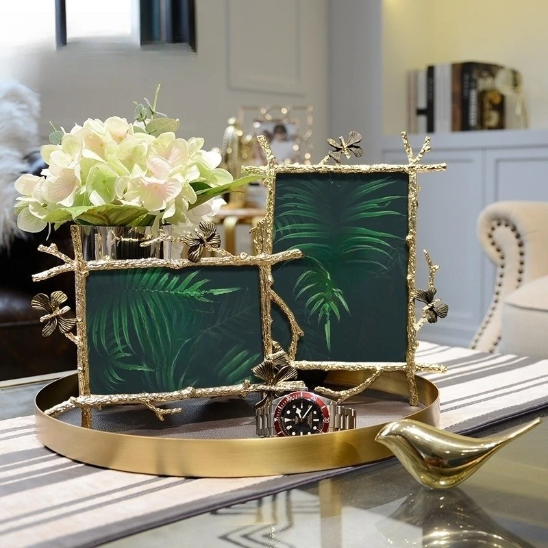 6/7Inch Picture Frame Nordic Golden Twig Butterfly Alloy Photo Frames Albums Photo Display Holder Ornament Home Room Decorations