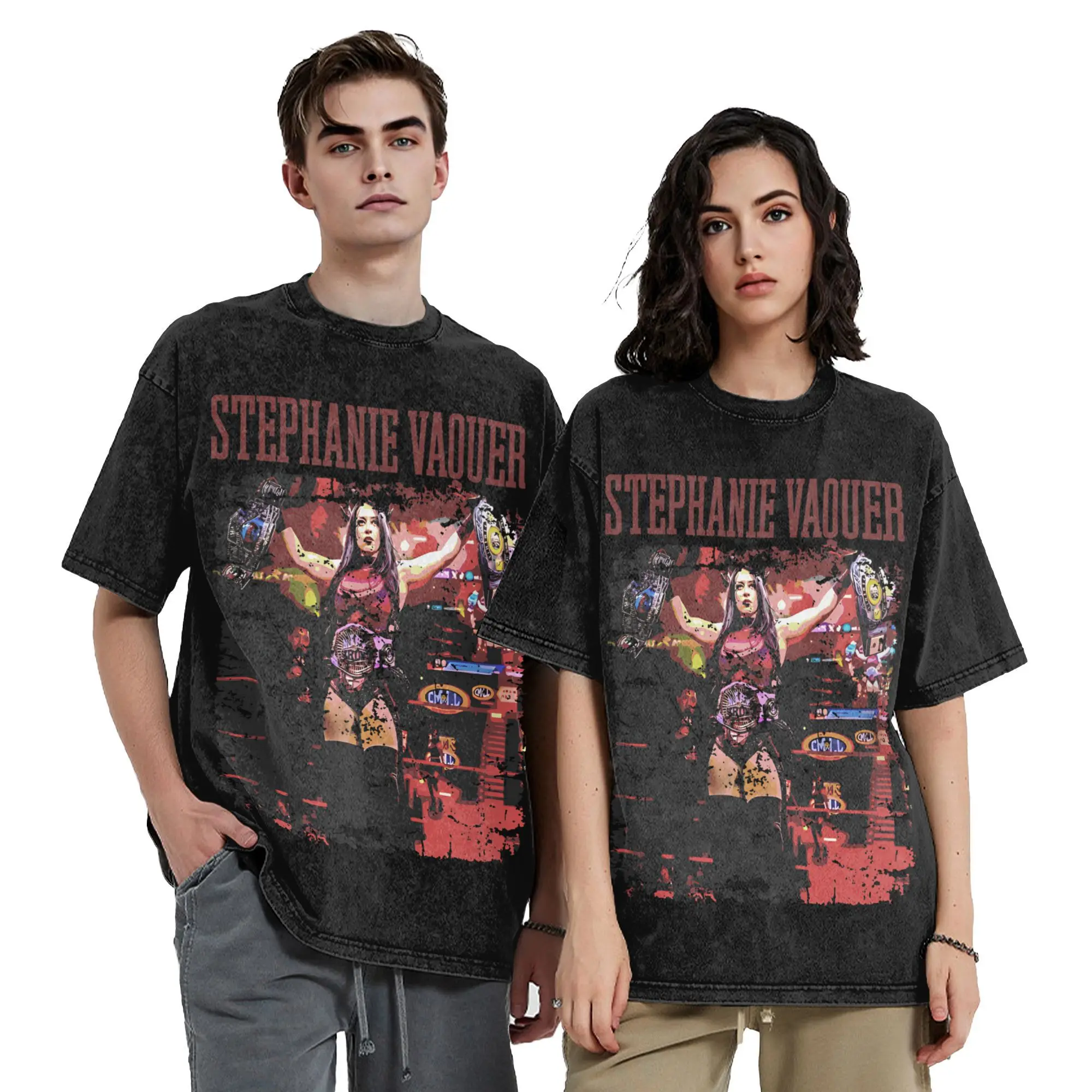 Casual Men Women Stephanie Vaquer Wrestling Wrestler Tee Shirt Oversize Washed  T Shirts Outfits