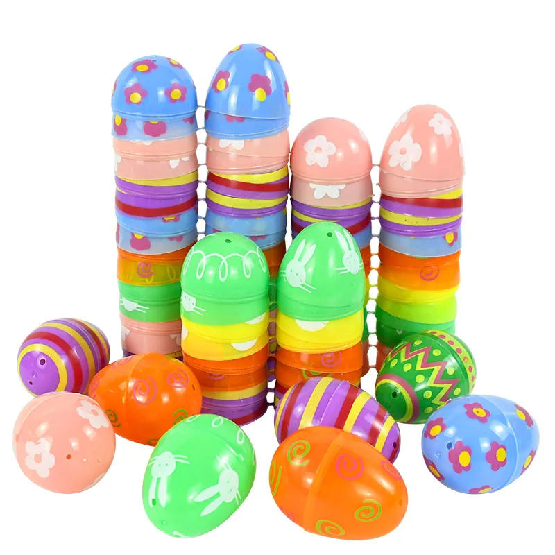 

12Pcs Colorful Easter Eggs Plastic Easter Eggs Fillable Kids Toy Candy Gift Packaging Box 2024 Happy Spring Easter Favor Gifts