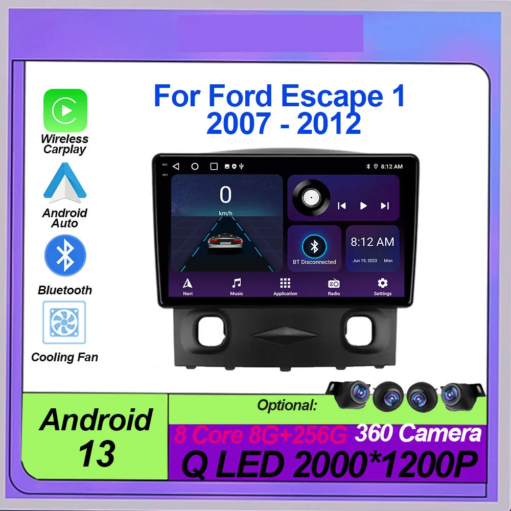 

Android 14 For Ford Escape 1 2007 - 2012 Car Auto Carplay Radio Stereo Head Unit Multimedia Player GPS Navigation No 2din DVD