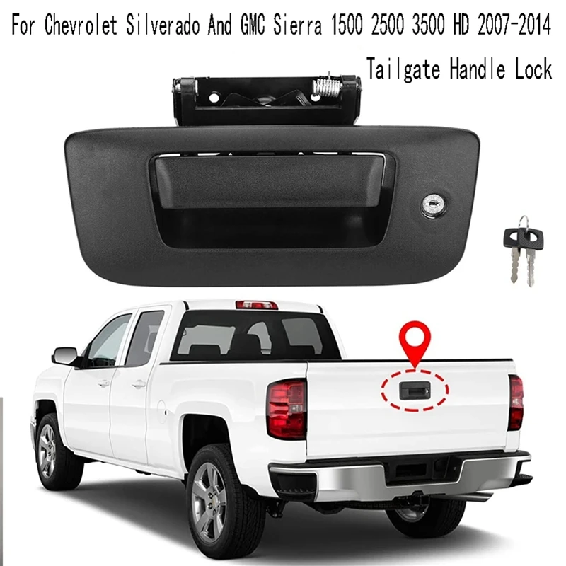 

Pickup Truck Tailgate Handle Lock Kit With Key For 07-14 Chevrolet Silverado And GMC Sierra 1500 2500 3500 HD Car Parts
