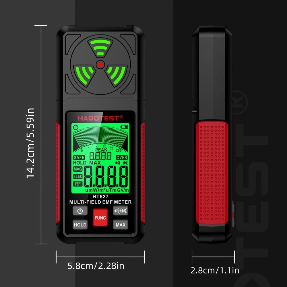 HABOTEST HT627 EMF متر المهنية المجال الكهرومغناطيسي كاشف إشعاع يده المحمولة تردد الراديو تحذير متر #3