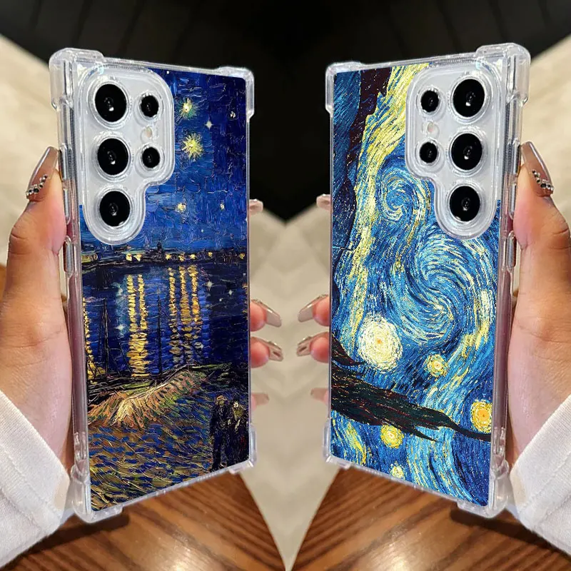 

Van Gogh Starry Night Cafe Terrace Sunflower Phone Case For Samsung Galaxy S25 FE S24 S23 S22 S21 Ultra S20 Plus Note 20 Cover