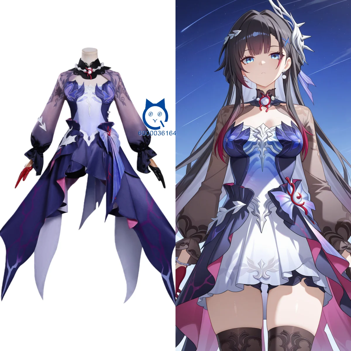 

Hot Game Honkai：Star Rail Cosplay Costume Anime Hysilens New Role Playing Outfit Wig Purple Dress Women Comic Con Party Suits