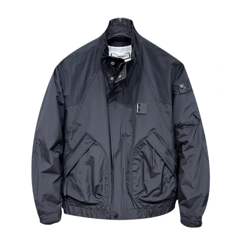 

Мужская куртка с воротником-стойкой Sli, осенняя новинка 2024, весна-лето, модный бренд, элитный свободный крой из полиэстера, длинный рукав...