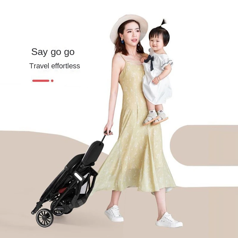 High Landscape Two-way Push Baby Stroller Can sit and Lie Down Lightweight Folding Cart Stroller Four Wheel Shock Absorption