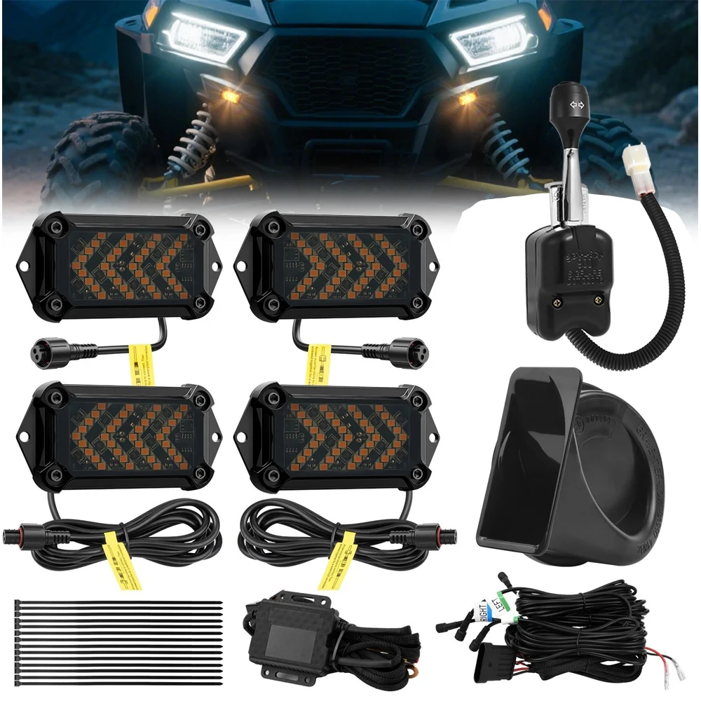 

Turn Signal Horn Street Legal Blinker Kit For Polaris General 1000 XP 2 4 Seat Rectangle Universal Street Legal Turn Signals