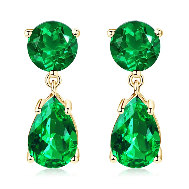 

Apaison Gold Plated Emerald Drop Earrings Anniversary Prom Party Jewelry For Women's