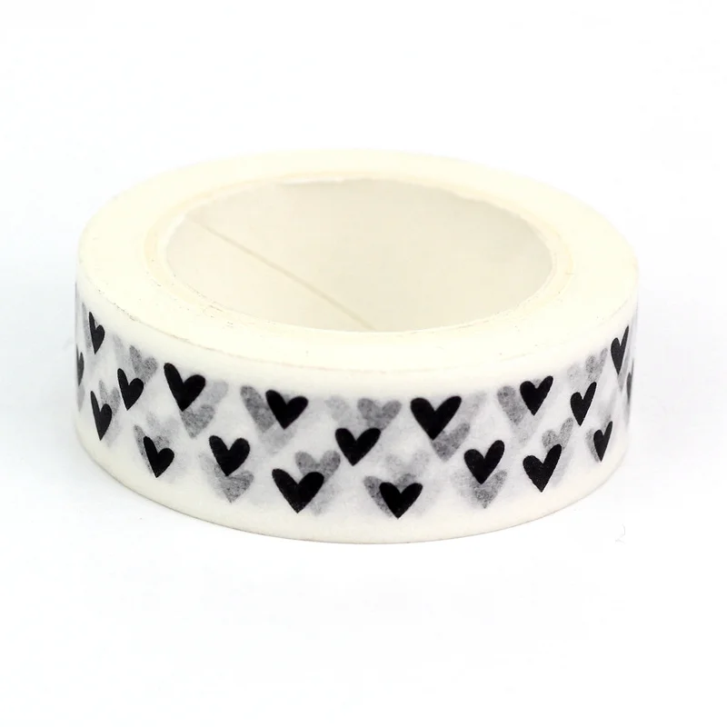 1PC 10M Decorative Cute Japanese Paper Washi Tape Hearts Set Copper Foil Black DIY Planner Masking Tapes School Supplies