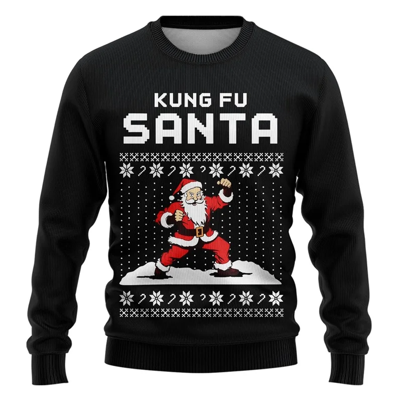 

Funny Santa Ugly Christmas pattern 3D Print Mens Sweatshirts Clothes Long Sleeve Pullover Casual Party Sweatshirt Mens Hoodies