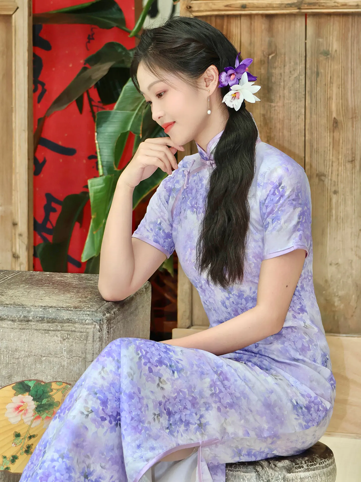 

Традиционное платье макси с разрезом, низким вырезом, открытой передней частью, на плоской подошве, из смесового хлопка и льна, для повседневной носки, в ретро-стиле.