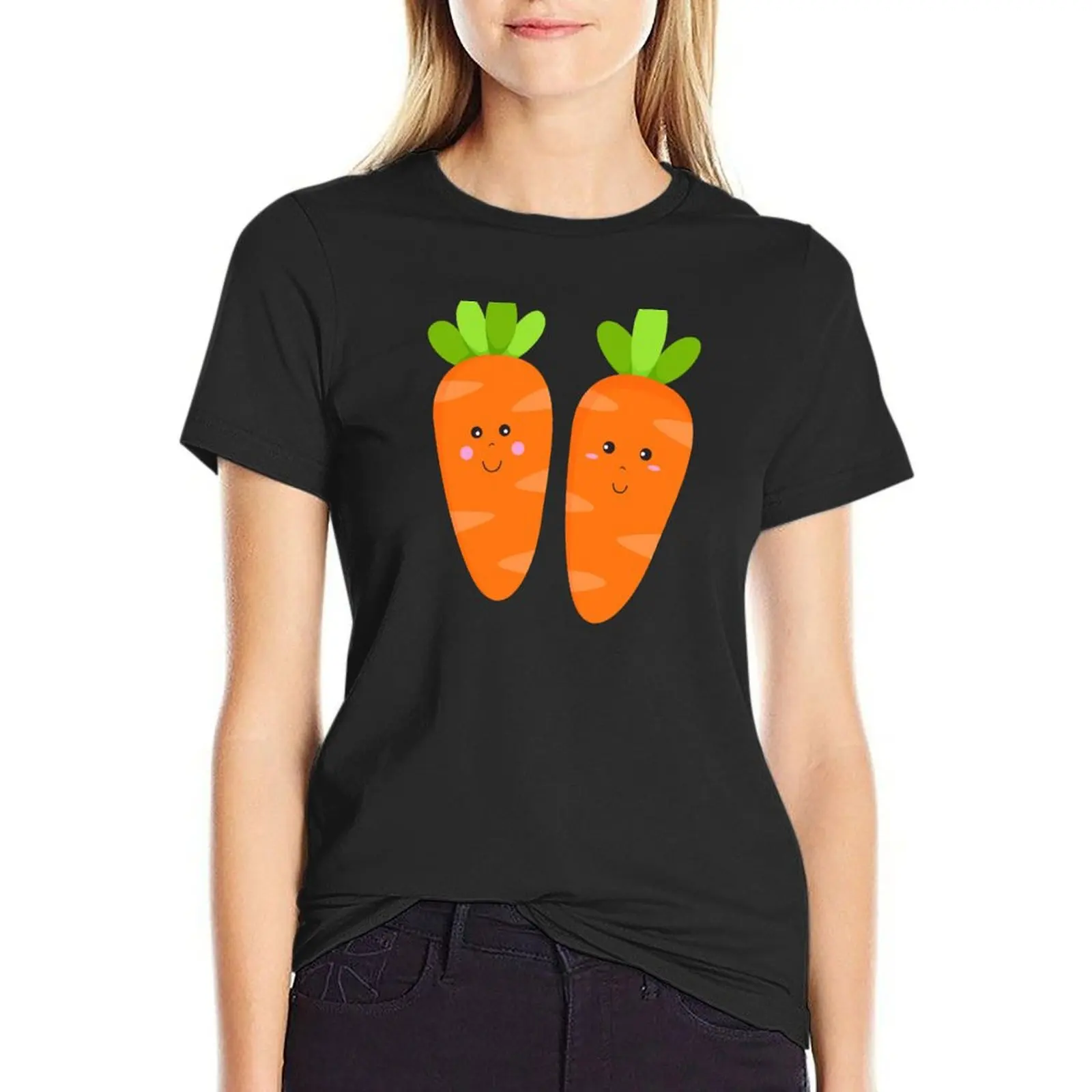

Carrot Brothers Two Happy Carrots T-Shirt lady clothes plus size tops customs design your own customizeds t shirts for Women