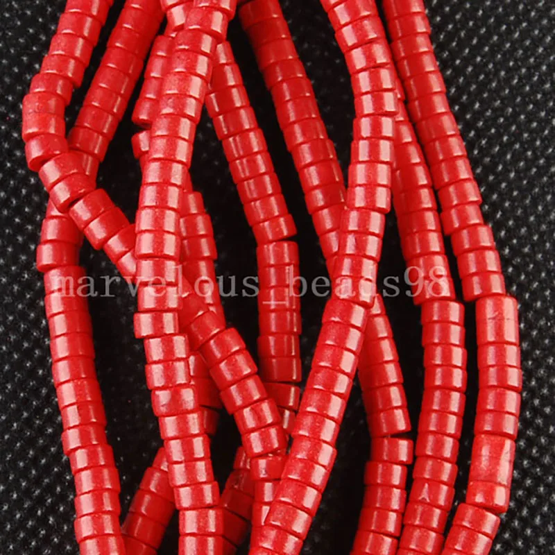 Beautiful jewelry 2x4mm Dark Red Howlite Howlite Column Women men Spacers Loose Bead 15 1/2 