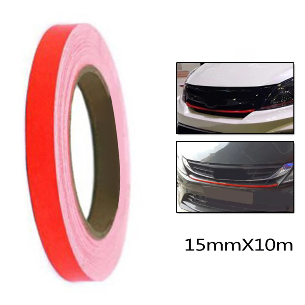 1 Roll Red Lining Reflective Wrap Film Car Sticker Decal 15mm*10m Waterproof Adhesive Tape No Trace Stripe Protective Tape Decal