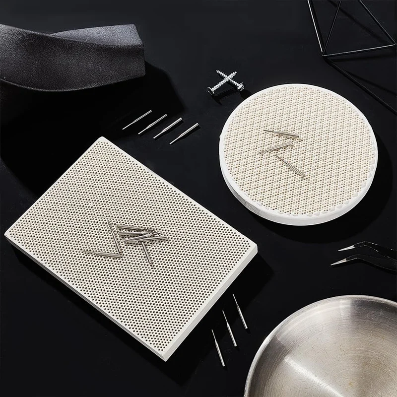 2Pcs Honeycomb Ceramic Welded Plate Honeycomb Panel Jewelry Making Tool Set With 11Pc Stainless Steel Needle Durable