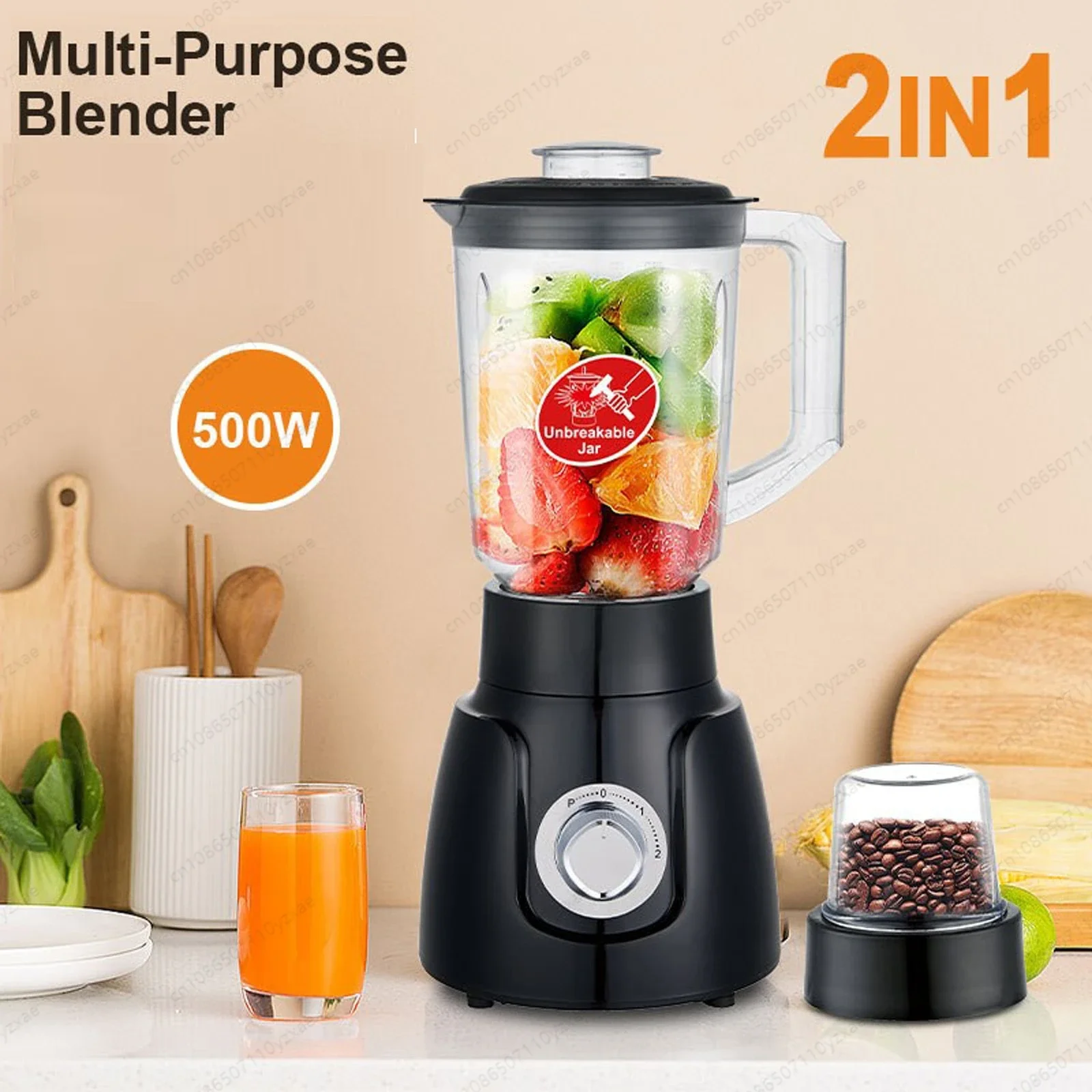 3-in-1 Multifunctional Blender: Combines the functions of a juicer, a grinding machine, and a mixer