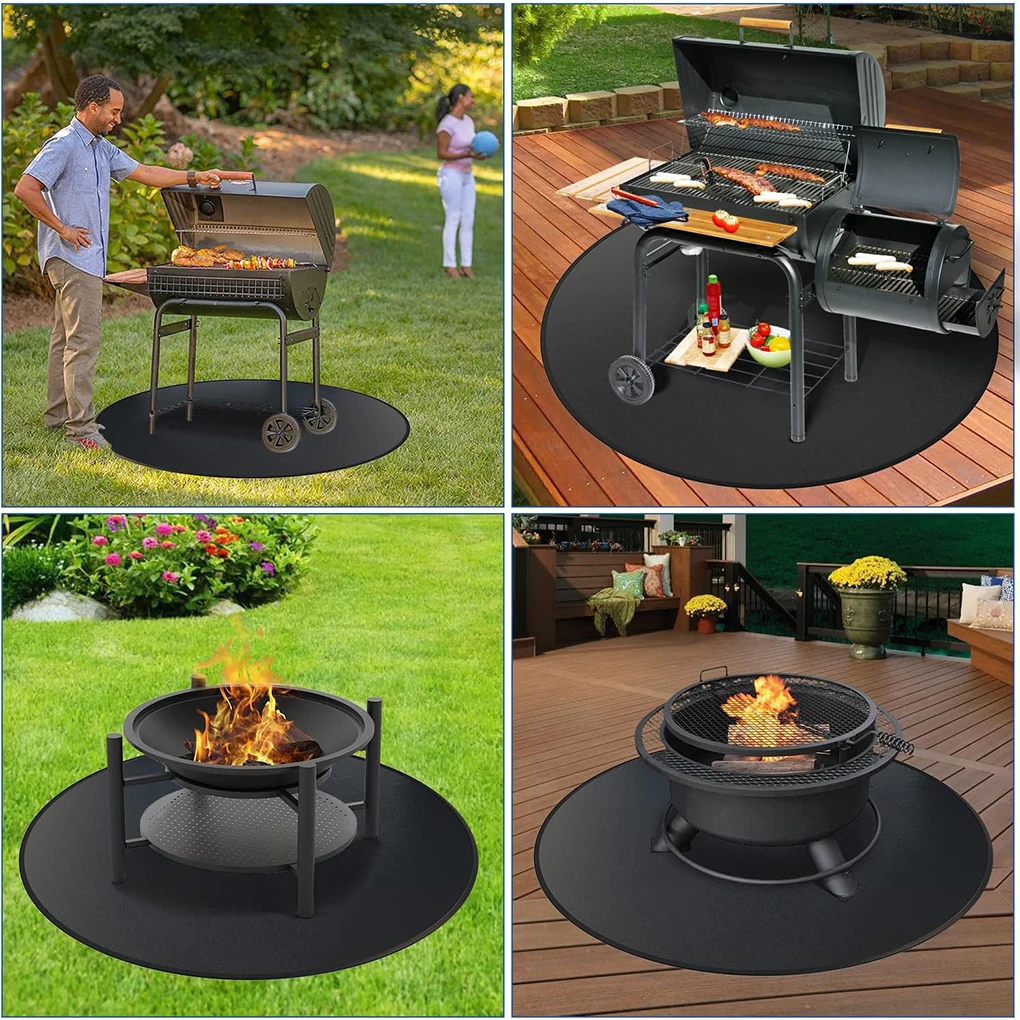 Black Double-sided Fireproof Oil-proof Mat For Fire Pits And Grill Various Sizes Available Breeo