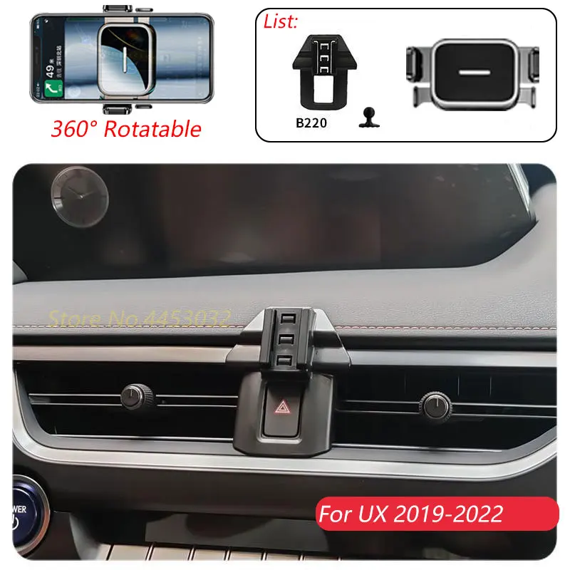 Rotatable Car Phone Holder For Lexus UX 260h 300  2019-2020 Press Clamp Phone Mount with Air Vent Base Stable Quiet Bracket