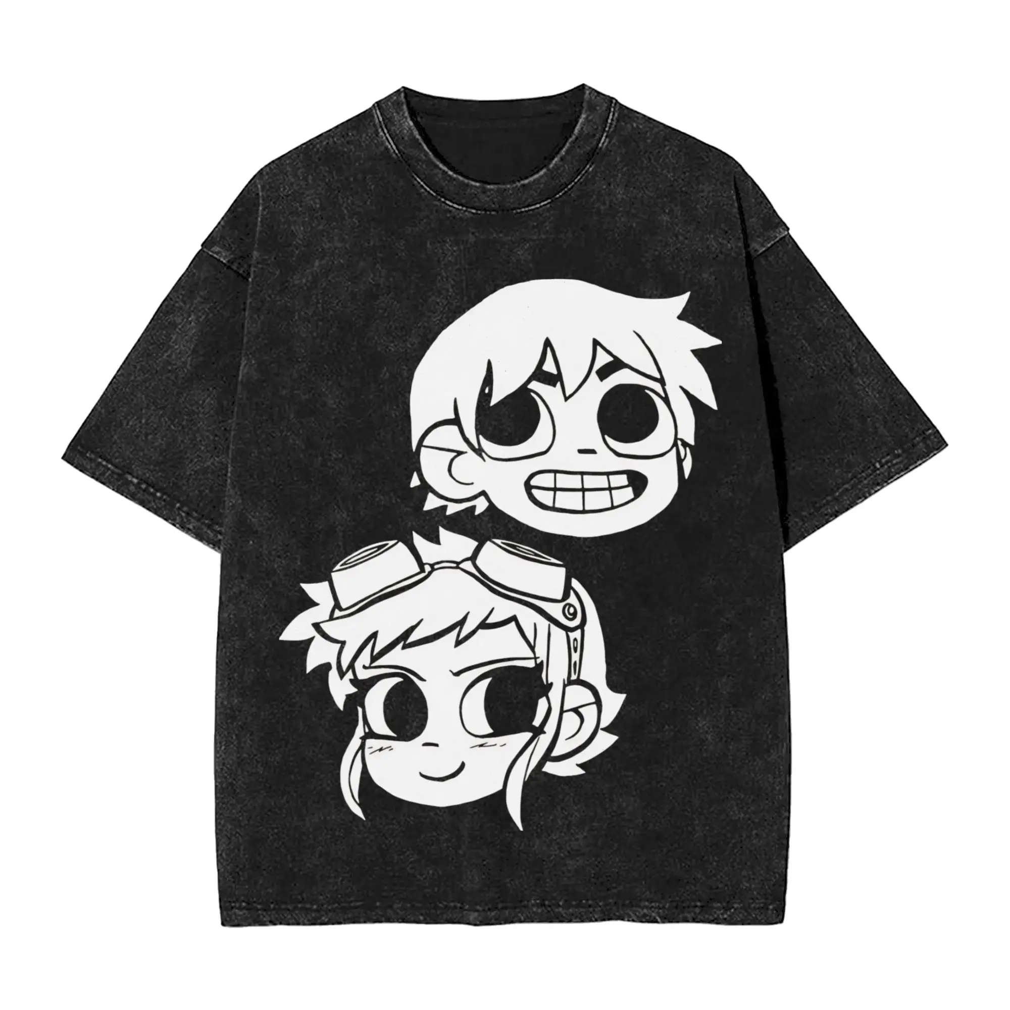 Oversized Washed T Shirt Scott Pilgrims  Cotton T Shirts  Novelty Tee Shirt for Couple Summer Awesome Casual Tees