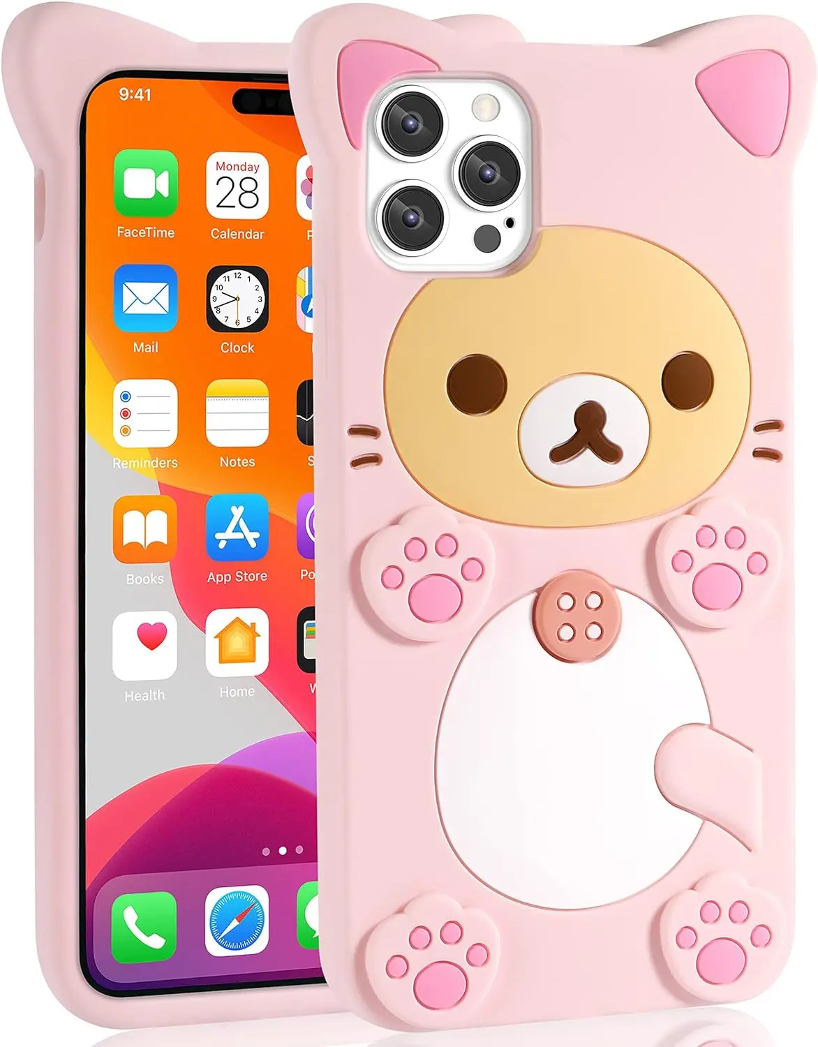 Rilakkuma Cat Bear For iPhone 15 14 13 12 11 Pro Max Xs XR 6 7 8 Silicone Soft Cover Case