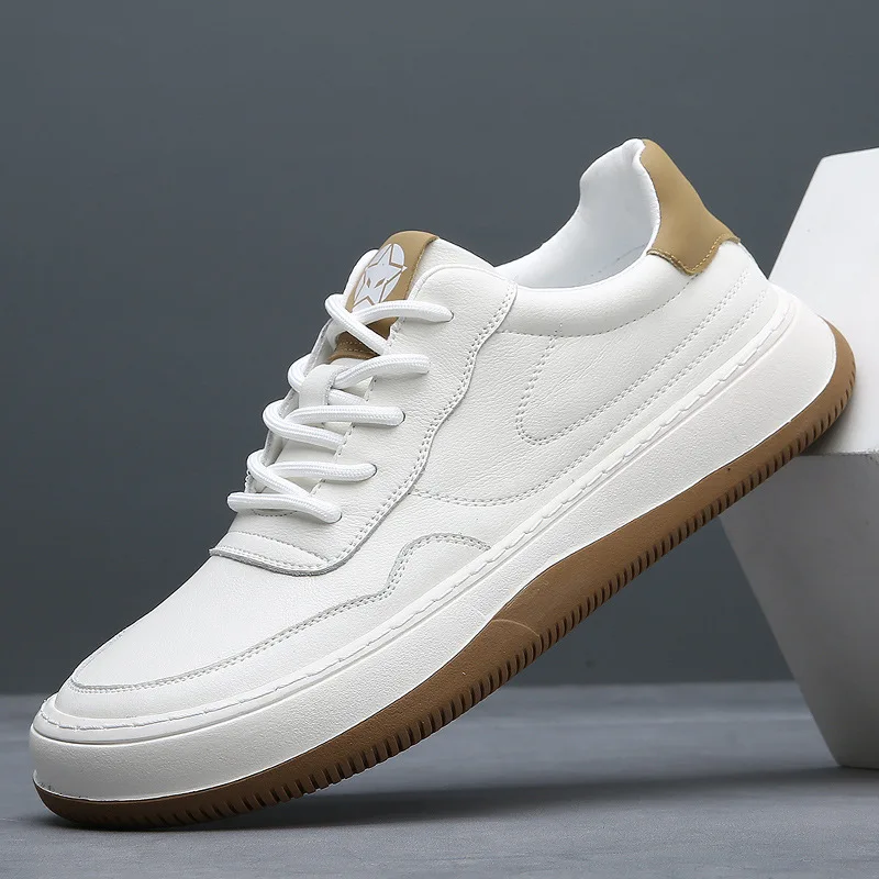 

Men's Shoes Genuine Leather Spring Autumn Season Breathable Casual Trendy Shoes Men's Work Lightweight Sports Board Shoes