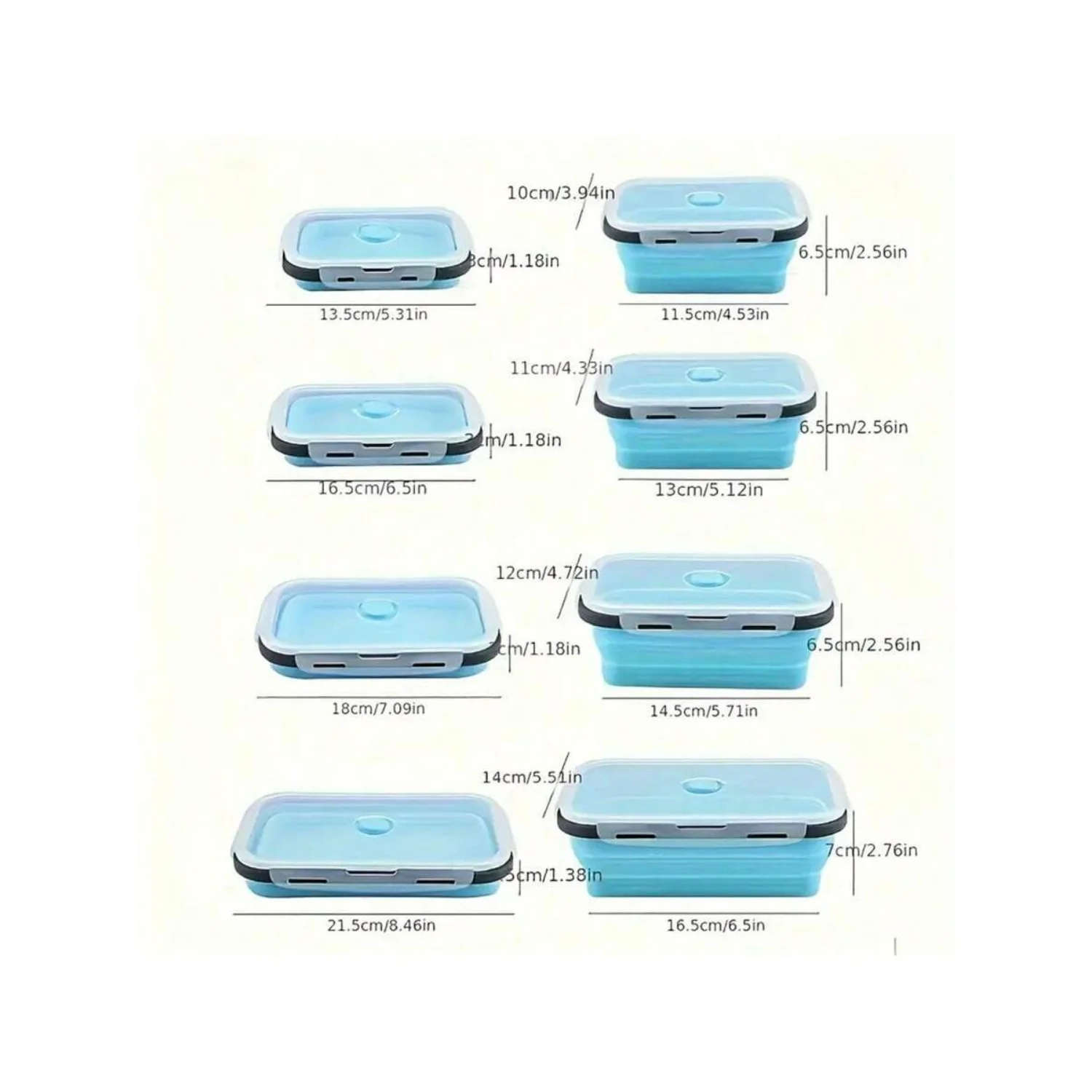 1 Set Of Silicone Lunch Box, 4 Pack, Round & Square Shape, European  Certified , Healthy Silicone  That Has Passed 200°C High-T