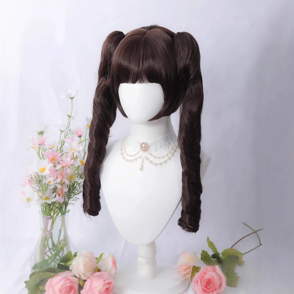 شعر صناعي مجعد روماني عالي الجودة، ذيل حصان قابل للفصل، شعر مستعار لوليتا للحفلات اليومية للنساء، مقاوم للحرارة