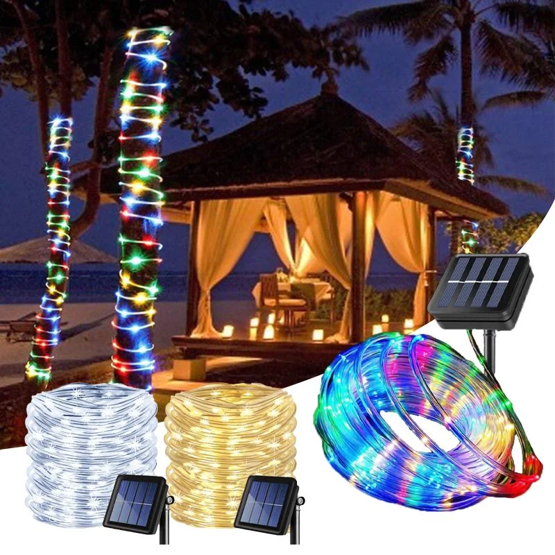 

Outdoor Garden Lawn Tree Yard Fence LED Solar Strip Rope Tube Fairy Light Solar Powered Garland String Light Decor for Holiday