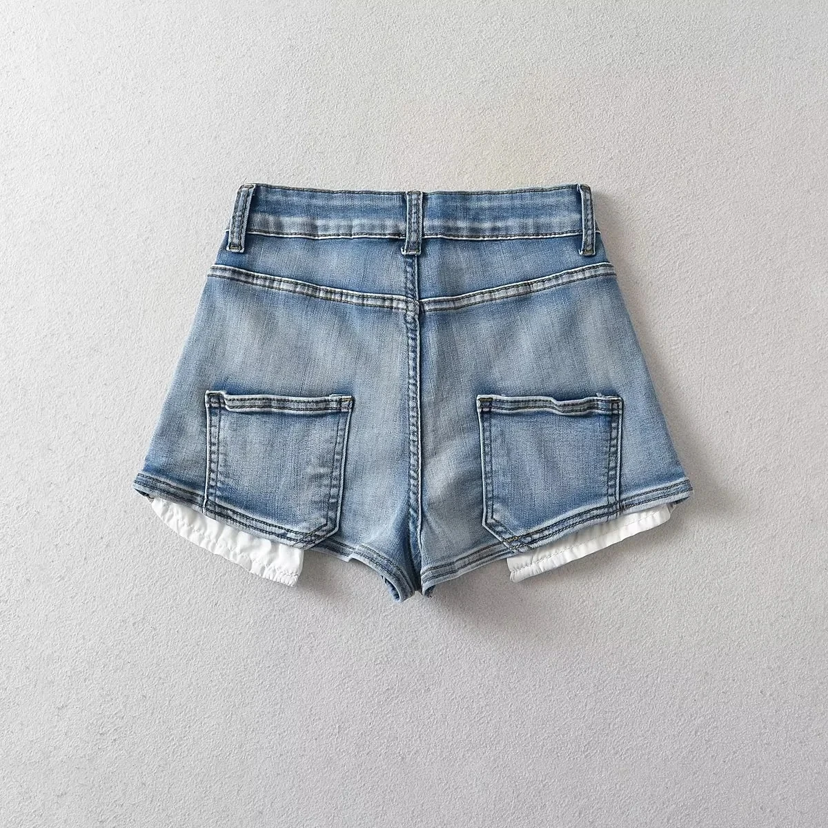 الأمريكية Sle عالية الخصر بسط الدنيم orts المرأة مثير عالية المرونة Bootcut الجينز الصيف العصرية السراويل الساخنة نسيج القطن