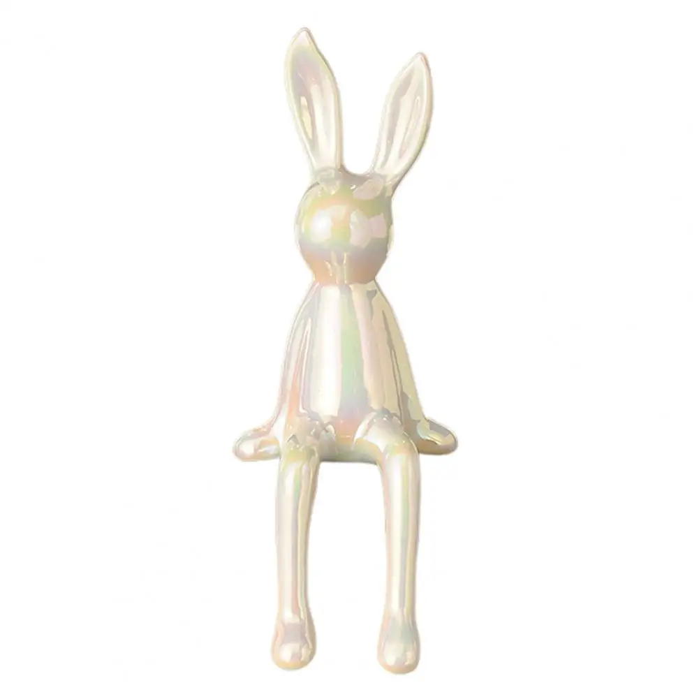 Sitting Rabbit Ornament Adorable Bunny Rabbit Resin Sculpture for Home Office Decor Long Ears Figurine Statue Ornament Desktop