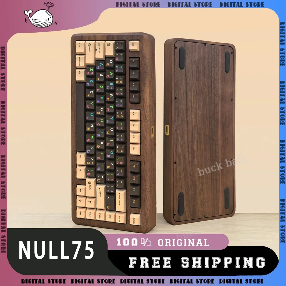 

Zaoyi Null75 Wood Keyboard Kit Hot Swap Walnut Wood 3mode Gaming Keyboard Kits Wriless Bluetooth 81keys 5000mah Gasket Keyboards