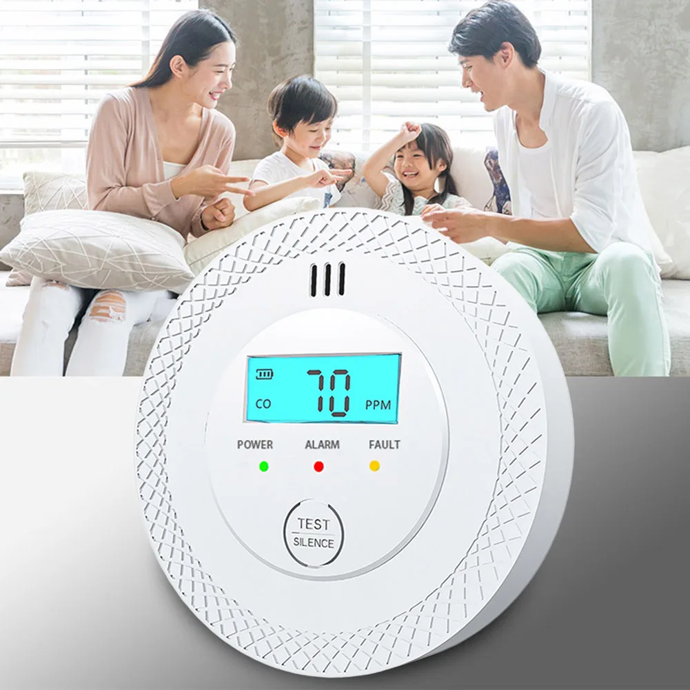 كاشف إنذار أول أكسيد الكربون 85dB كاشف CO عالي الحساسية للتحذير مع المصابيح إنذار كاشف أول أكسيد الكربون للفندق المنزلي