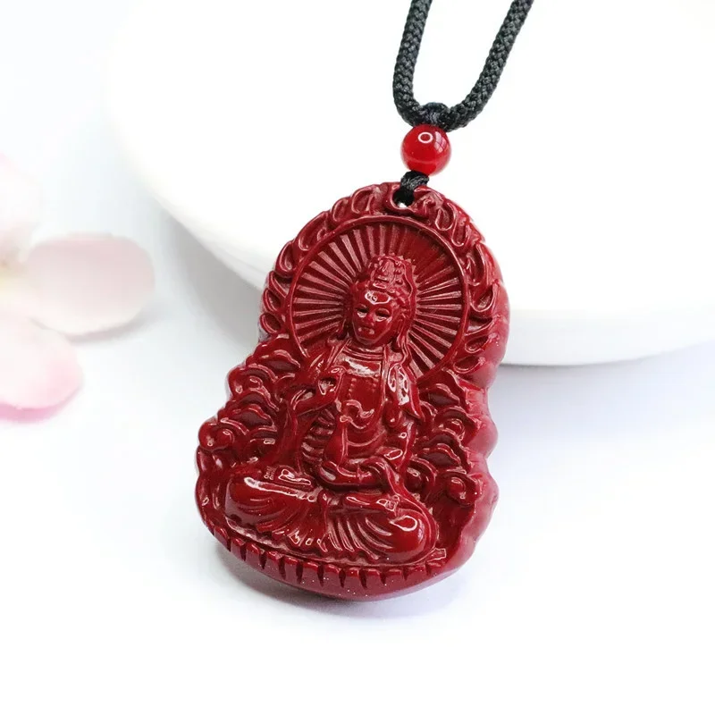 Pendentif Avalokitesvara vermillon naturel pour hommes et femmes, collier de sable d'or violet authentique, accessoires de bijoux fins