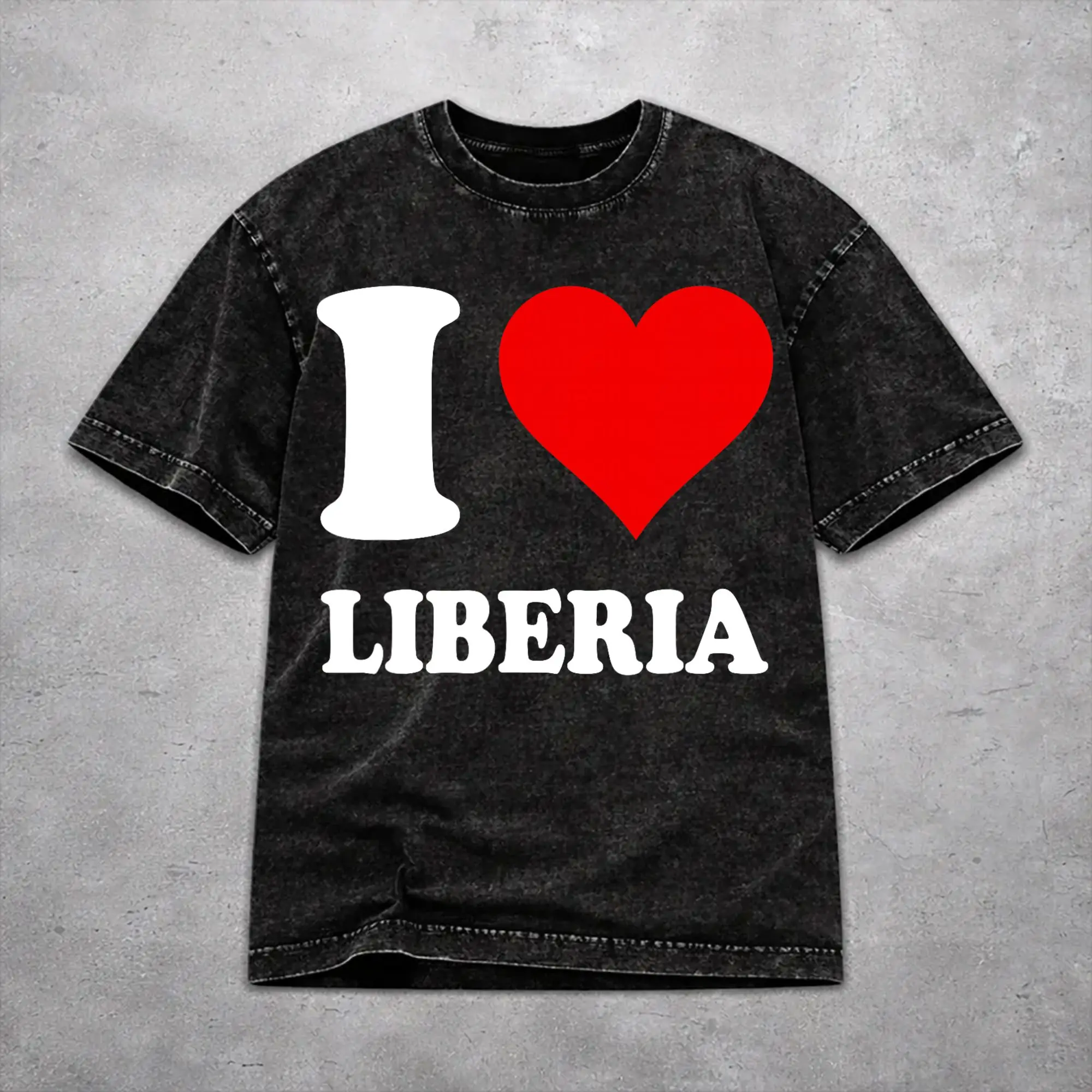 Liberia Independence Day Washed T Shirt Casual Harajuku for Men Women  Hiphop T-Shirts Cotton