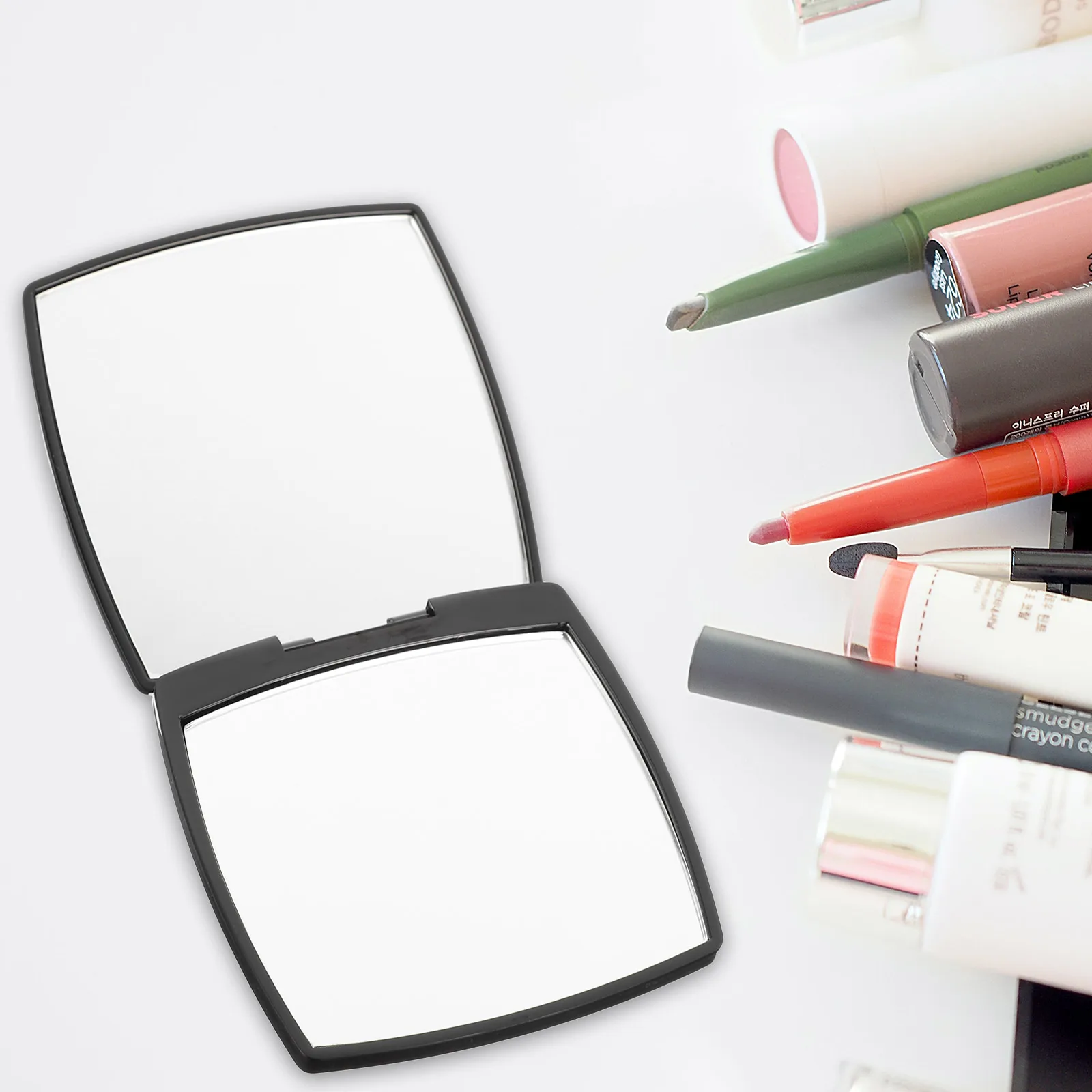 

3pcs Portable Makeup Mirror Folding Double Sided ABS Plastic Magnification Women Travel Vanity Pocket Size Foldable