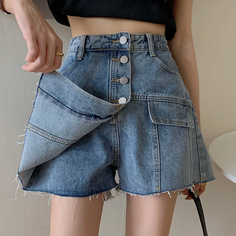 

Jeans, skirts, women's college style, fake two-piece wide leg loose shorts, summer skirts, fashionable high waisted pants