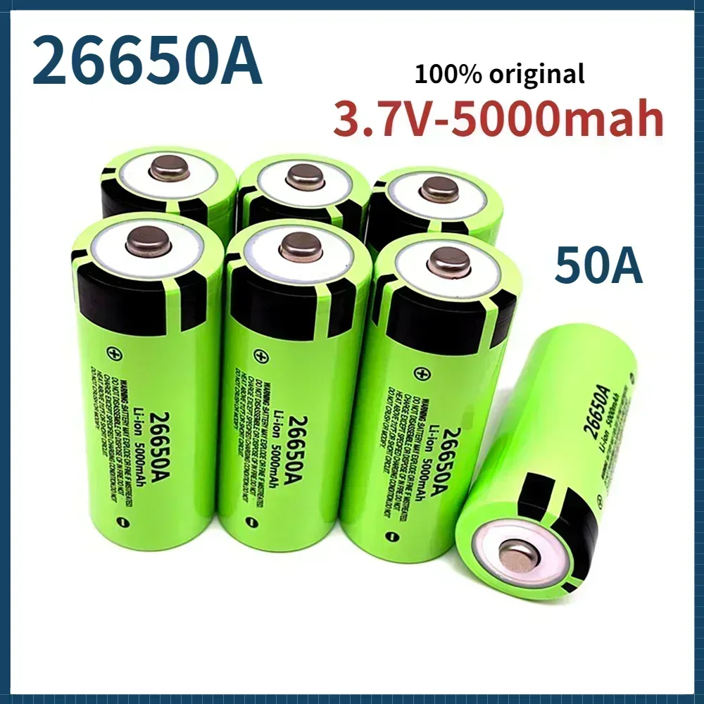 

Free Shipping 2024 100% Best-selling New 26650 3.7V 5000mAh 50A Power Lithium-ion Battery 26650A, Suitable for LED Flashlights