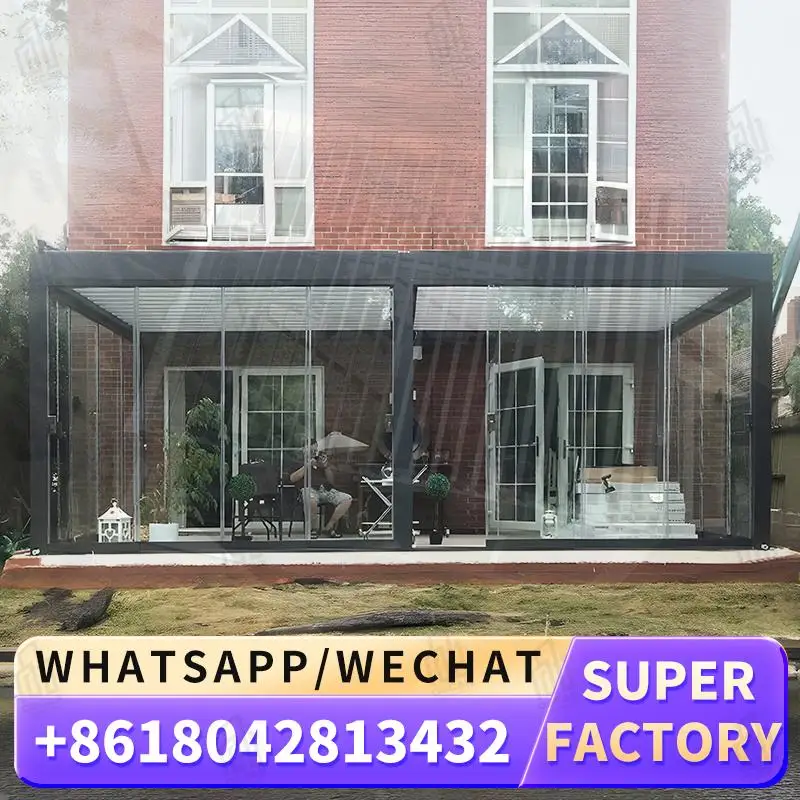 

Outdoor Aluminium Pergola Roof System Waterproof Canopy High Quality Glass Door for Garden Patio Backyard Louver Pergola