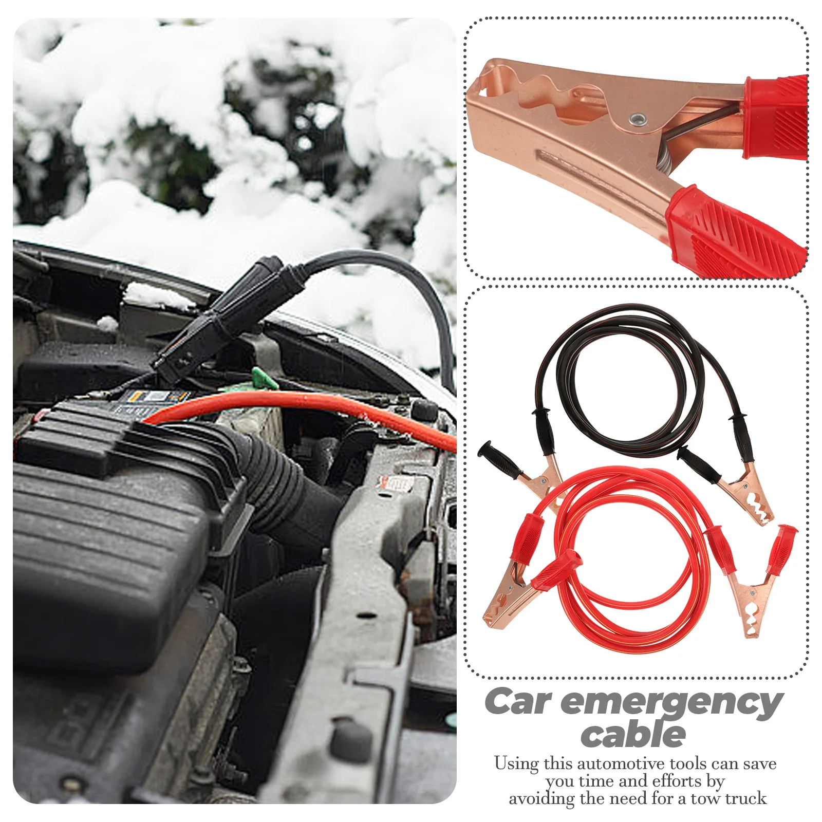 

2 Pcs Jumper Cables Car Emergency Copper Wire Clip Line for Truck SUV Starting Vehicle Tools Automotive
