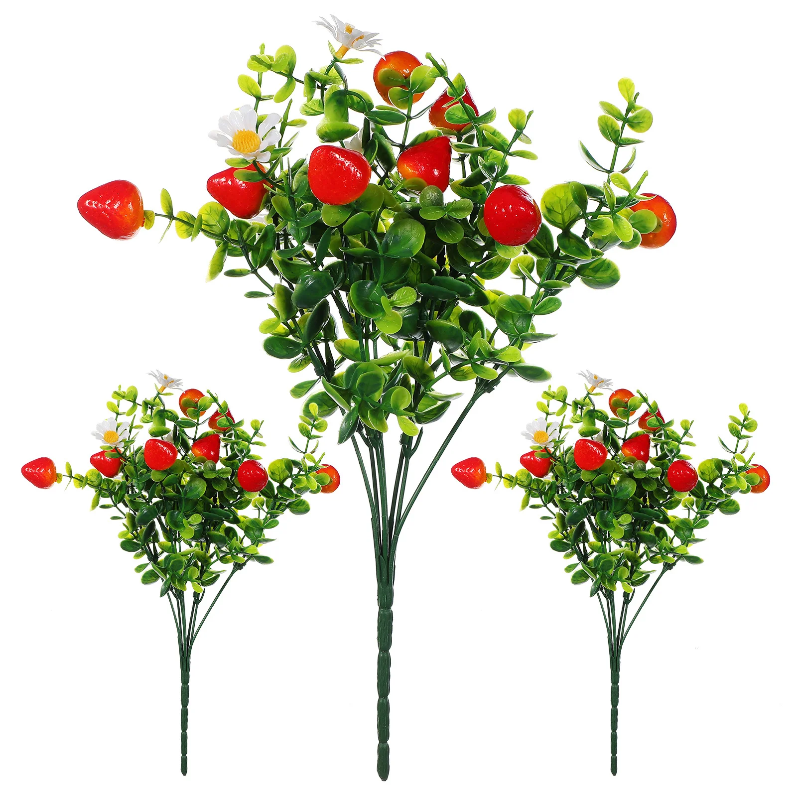 

3Pcs Simulation Eucalyptus Leaves Bouquet Lifelike Strawberry Branches Elegant Room Decoration Eucalyptus Flowers